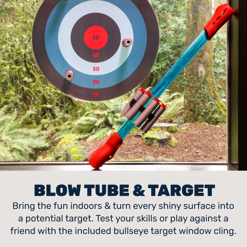Mighty Fun! - Blow Darts Target Set - Classic Blowtube for Kids - Blow Dart Shooter, 6 Suction Cup Tipped Darts, Dart Holder and Bullseye Target - Ages 6+ - Image 3